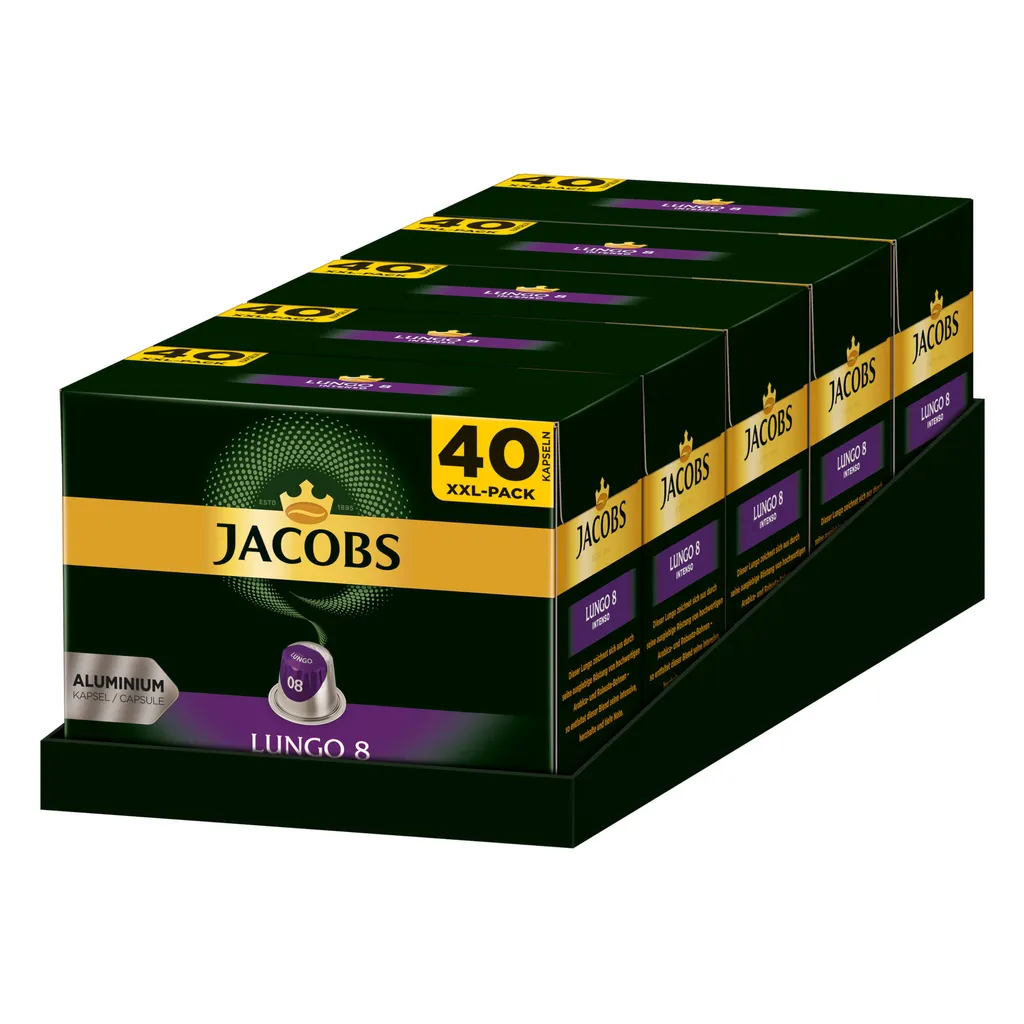JACOBS Kapseln Lungo Intenso 5 X 40 Nespresso®* Kompatible Kaffeekapseln 4 JACOBS Kapseln Lungo Intenso 5 X 40 Nespresso®* Kompatible Kaffeekapseln – Bild 2