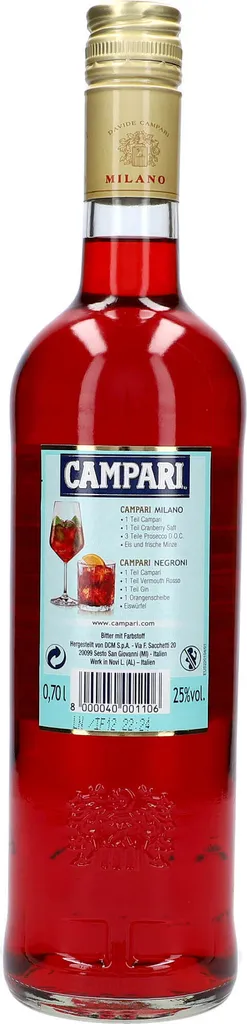 Campari Bitter | 25 % Vol | 0,7 L 10 Campari Bitter | 25 % Vol | 0,7 L – Bild 8