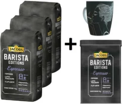 JACOBS Kaffeebohnen Barista Editions Espresso 3 Kg Espressobohnen + 1 Jacobs Barista Becher +1 Dose