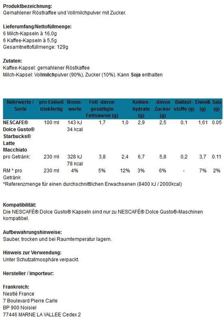 Nestlé® NESCAFÉ® Dolce Gusto® Starbucks® Latte Macchiato - 12 Kapseln / 6 Portionen 4 Nestlé® NESCAFÉ® Dolce Gusto® Starbucks® Latte Macchiato - 12 Kapseln / 6 Portionen – Bild 2