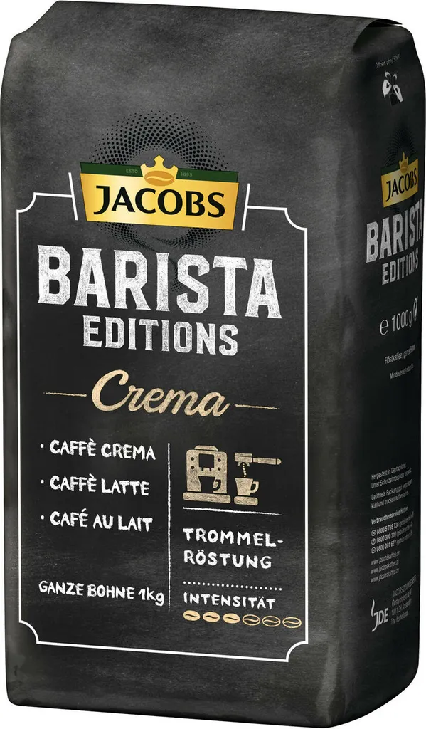 JACOBS Kaffeebohnen Barista Editions Crema 2x1 Kg Ganze Kaffee Bohnen Geröstet 6 JACOBS Kaffeebohnen Barista Editions Crema 2x1 Kg Ganze Kaffee Bohnen Geröstet – Bild 4