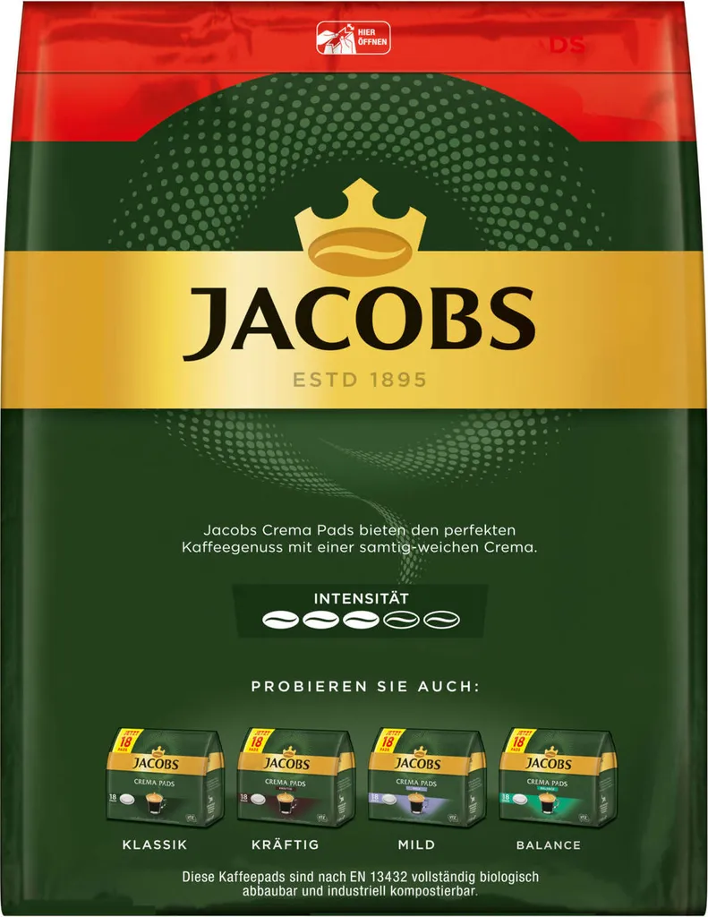 JACOBS Pads Crema Classic UTZ- 5 X 36 Getränke Vorteilspack + 1 Senseo Dose 6 JACOBS Pads Crema Classic UTZ- 5 X 36 Getränke Vorteilspack + 1 Senseo Dose – Bild 4