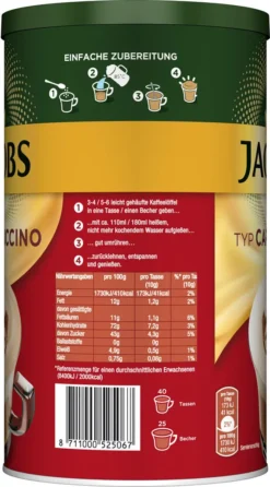 JACOBS Typ Cappuccino 6 X 400 G Dosen Feine Cremigkeit - Viel Schaum 13 JACOBS Typ Cappuccino 6 X 400 G Dosen Feine Cremigkeit - Viel Schaum -Drink World Store 2177a4559713a6ef4bf60e3833783740