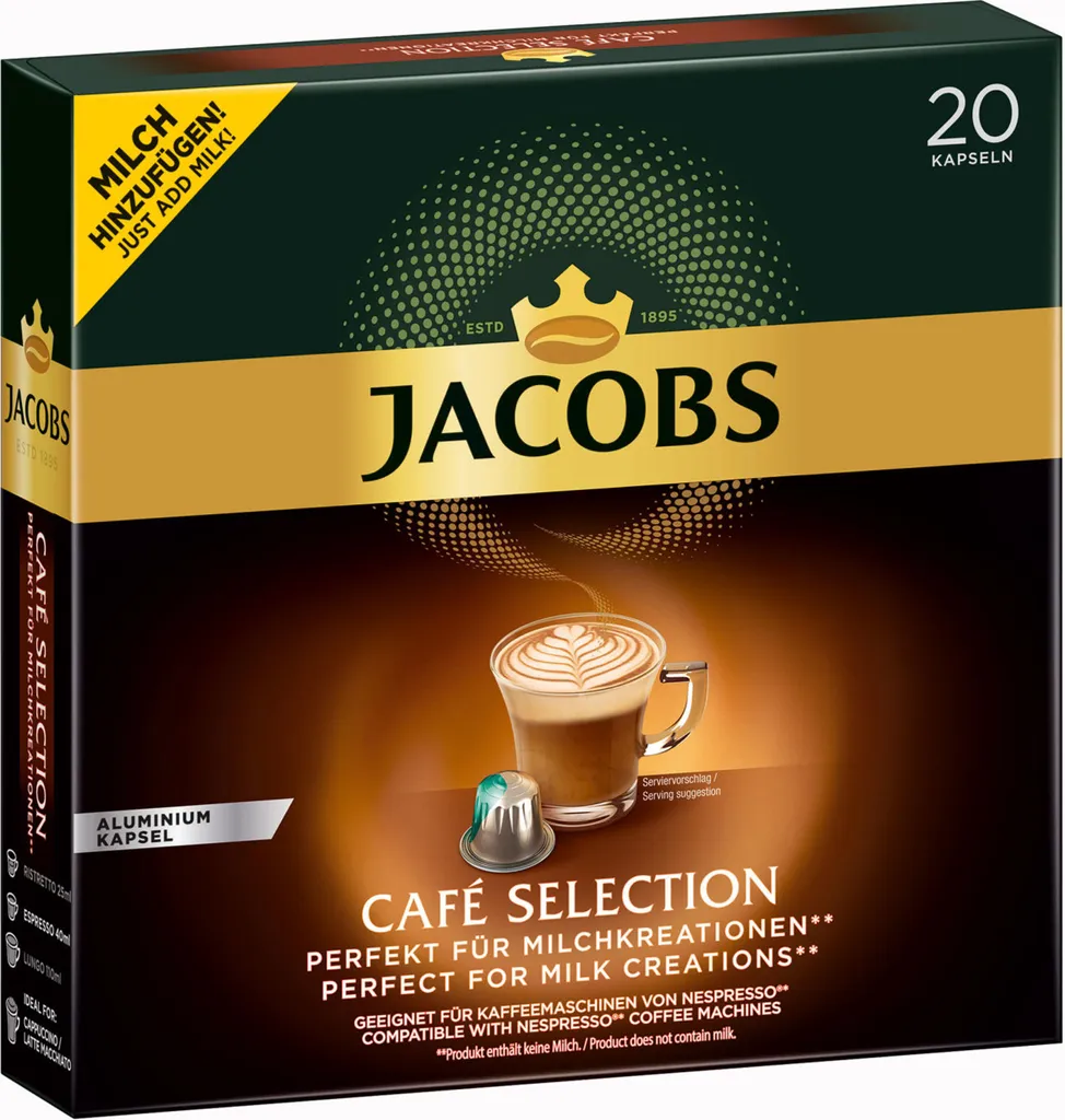 Jacobs Café Selection, Kaffeekapseln, Nespresso Kompatibel, Kaffee, 20 Kapseln á 5.2 G 5 Jacobs Café Selection, Kaffeekapseln, Nespresso Kompatibel, Kaffee, 20 Kapseln á 5.2 G – Bild 3