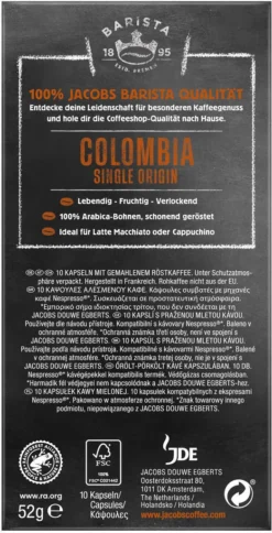 JACOBS Kapseln Barista Editions Colombia Origin 9 10 X 10 Nespresso®* Kompatibel 11 JACOBS Kapseln Barista Editions Colombia Origin 9 10 X 10 Nespresso®* Kompatibel -Drink World Store 24483c394955dc34500587f9e8e78643