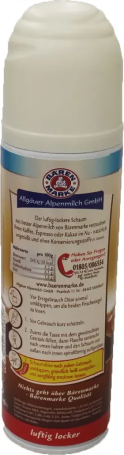 Bärenmarke Der Milch Schaum Luftig Locker In Der Sprühflasche 250ml -Drink World Store 255a67a0b418428e5f1ed7c336d84703