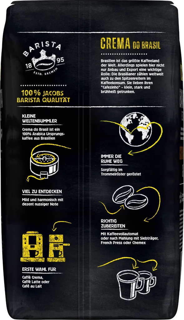 JACOBS Kaffeebohnen Barista Editions Crema Do Brasil 4 X 1 Kg Geröstete Bohnen 7 JACOBS Kaffeebohnen Barista Editions Crema Do Brasil 4 X 1 Kg Geröstete Bohnen – Bild 5
