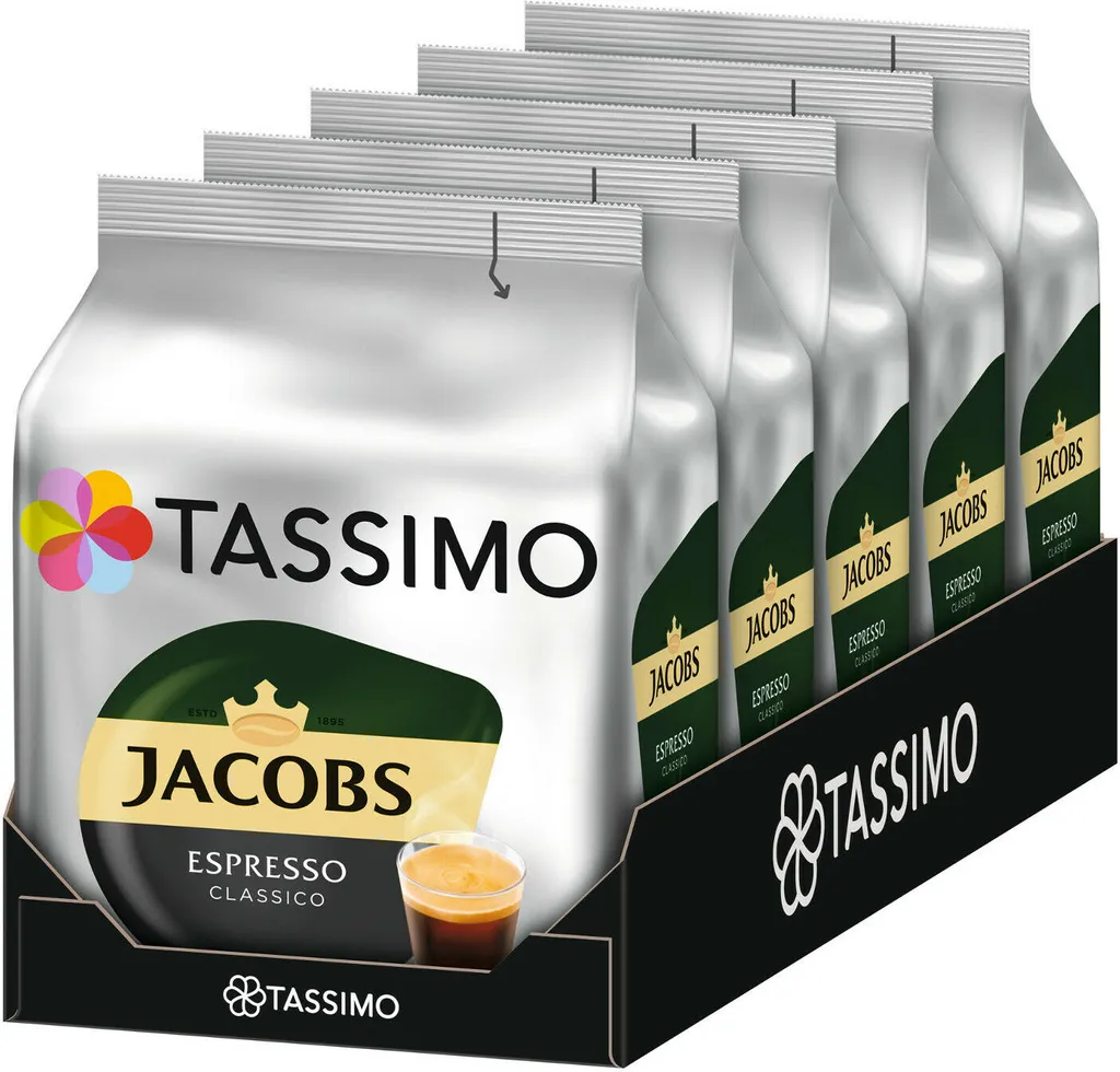 TASSIMO Jacobs Espresso Classico 5er Pack T Discs Kaffee Kapseln 5 X 16 Getränke 3 TASSIMO Jacobs Espresso Classico 5er Pack T Discs Kaffee Kapseln 5 X 16 Getränke
