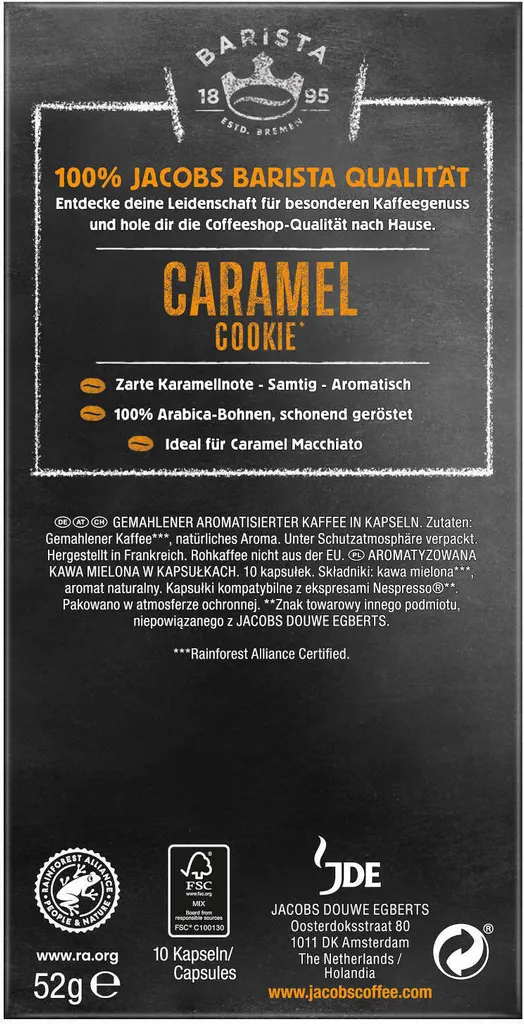JACOBS Kapseln Barista Editions Caramel Cookie 7 10x10 Nespresso®* Kompatibel 7 JACOBS Kapseln Barista Editions Caramel Cookie 7 10x10 Nespresso®* Kompatibel – Bild 5