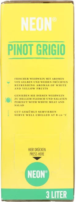 Neon Pinot Grigio 12,5% 3 Ltr. 7 Neon Pinot Grigio 12,5% 3 Ltr. -Drink World Store 30ef90f1de2e85230240554bc709f554