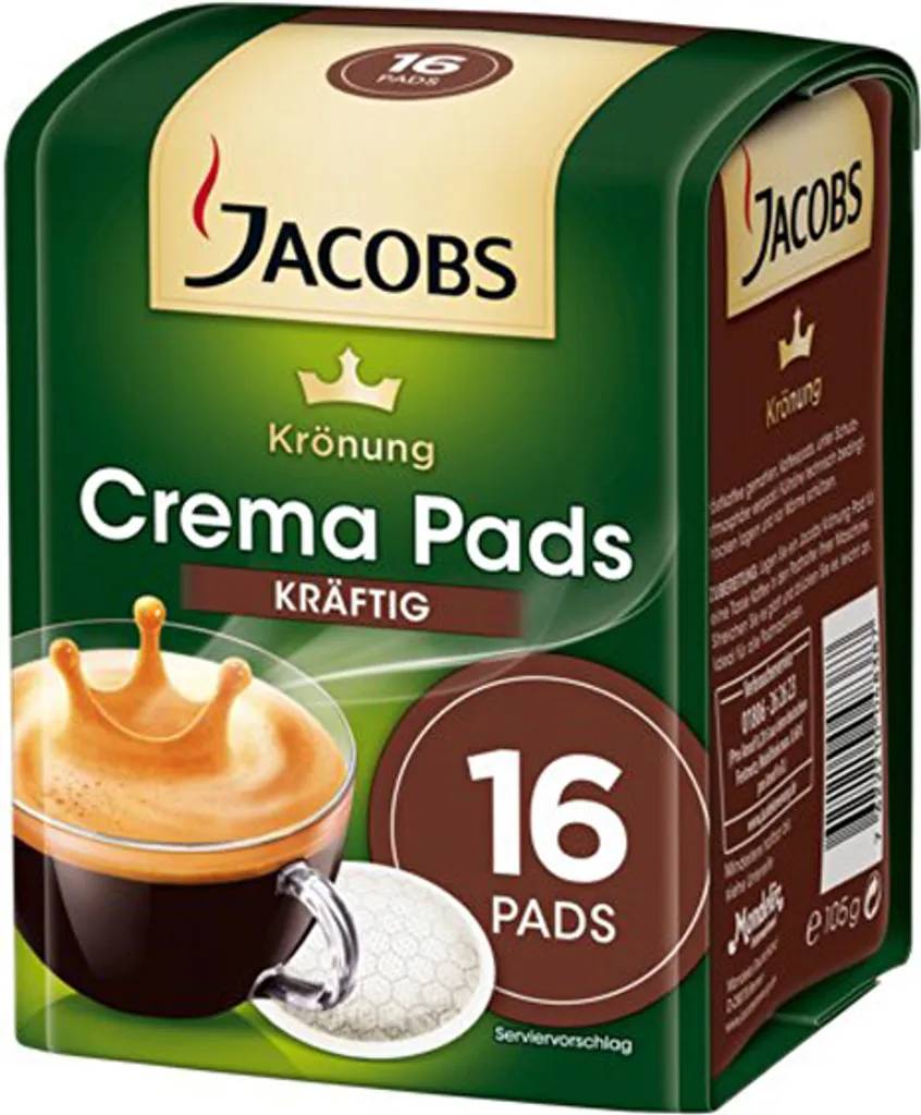 Jacobs Crema Pads Kräftig | 18 Senseo Kompatible Kaffeepads, 118 G 4 Jacobs Crema Pads Kräftig | 18 Senseo Kompatible Kaffeepads, 118 G – Bild 2