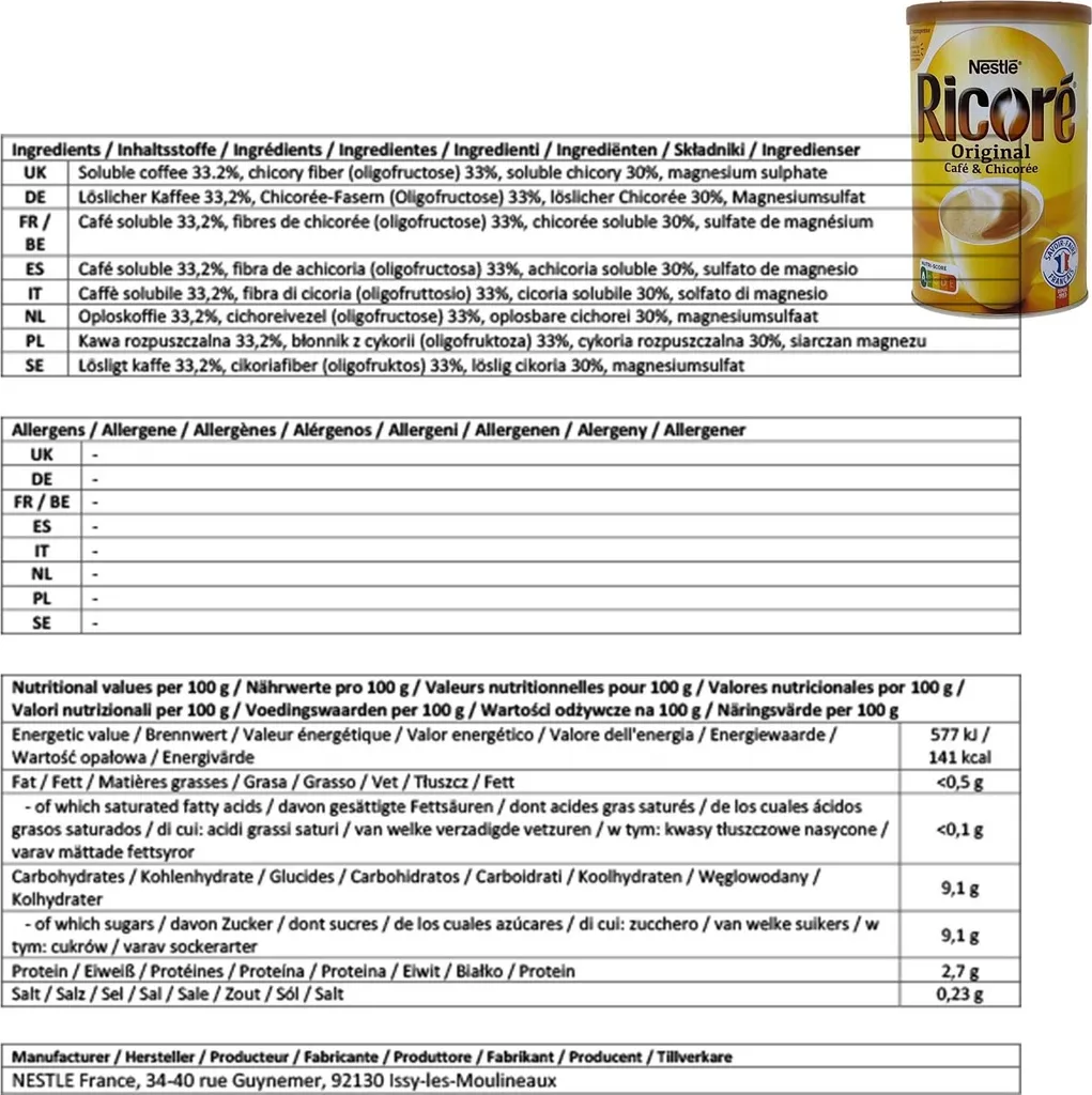 Nestle Ricore L'instant Douceur Instant Kaffee Mit Extrakten Aus Der Zichorie Wurzel 260 Gramm 6 Nestle Ricore L'instant Douceur Instant Kaffee Mit Extrakten Aus Der Zichorie Wurzel 260 Gramm – Bild 4