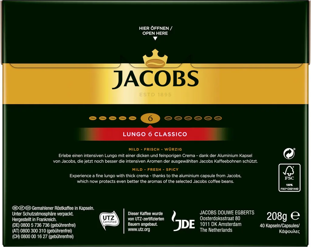 Jacobs Lungo 6 Classico XXL-Pack | 40 Nespresso® Komp. Kapseln 5 Jacobs Lungo 6 Classico XXL-Pack | 40 Nespresso® Komp. Kapseln – Bild 3