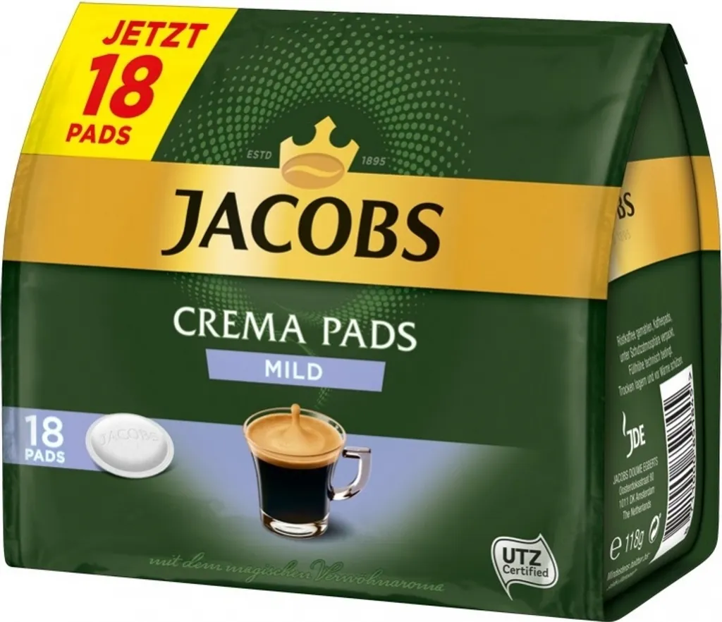 Jacobs Crema Pads Mild | 18 Senseo Kompatible Kaffeepads 118 G 5 Jacobs Crema Pads Mild | 18 Senseo Kompatible Kaffeepads 118 G – Bild 3
