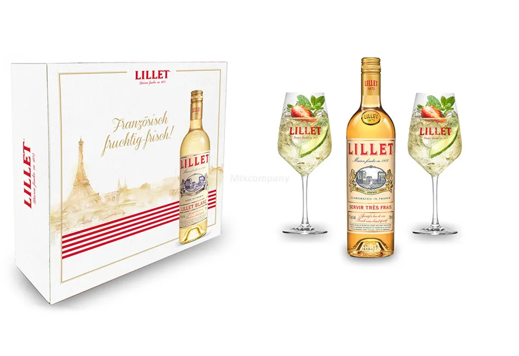 Lillet Geschenkset - Lillet Blanc Aperitiv De France 750ml (17% Vol) + 2 Lillet Gläser 4 Lillet Geschenkset - Lillet Blanc Aperitiv De France 750ml (17% Vol) + 2 Lillet Gläser – Bild 2