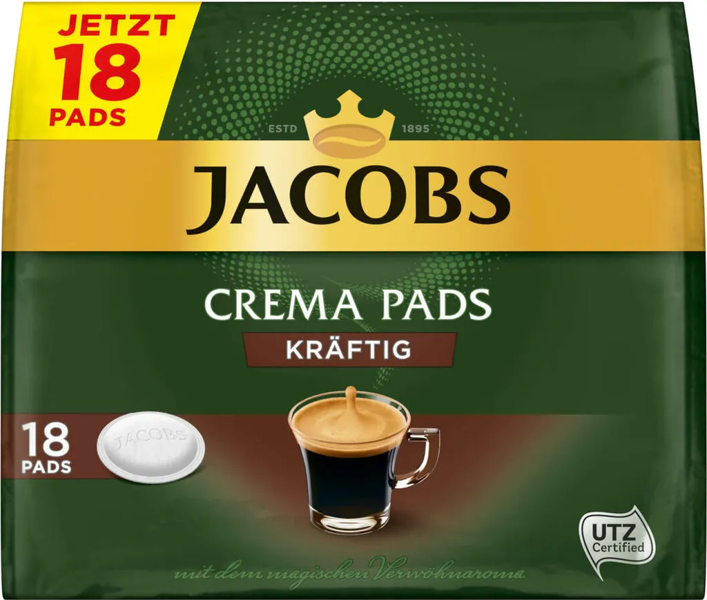 JACOBS Pads Crema Kräftig 270 Getränke - 15x18 Kaffeepads Senseo Kompatibel 4 JACOBS Pads Crema Kräftig 270 Getränke - 15x18 Kaffeepads Senseo Kompatibel – Bild 2