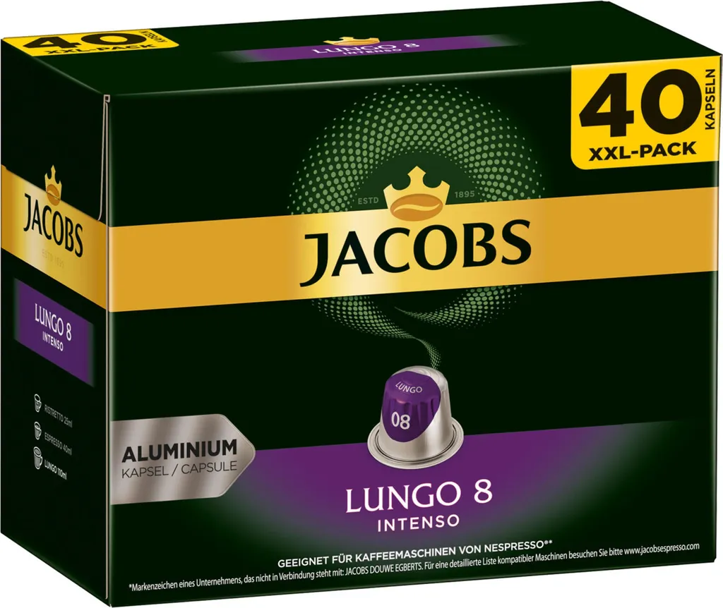 JACOBS Kapseln Lungo Intenso 5 X 40 Nespresso®* Kompatible Kaffeekapseln 12 JACOBS Kapseln Lungo Intenso 5 X 40 Nespresso®* Kompatible Kaffeekapseln – Bild 10