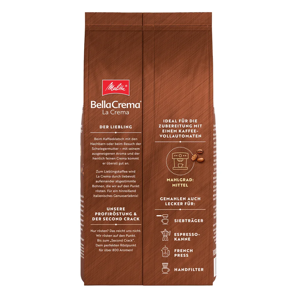 Melitta Kaffee BellaCrema LaCrema Ganze Bohne, Mittelstarke Kaffeebohnen, 8er Pack, 8 X 1000g 5 Melitta Kaffee BellaCrema LaCrema Ganze Bohne, Mittelstarke Kaffeebohnen, 8er Pack, 8 X 1000g – Bild 3