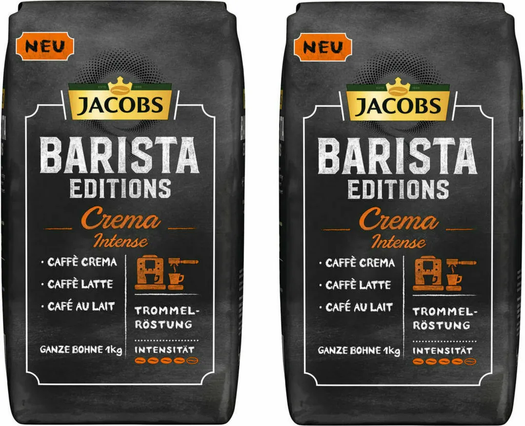 JACOBS Kaffeebohnen Barista Editions Crema Intense 2 X 1kg Ganze Kaffee Bohnen 3 JACOBS Kaffeebohnen Barista Editions Crema Intense 2 X 1kg Ganze Kaffee Bohnen