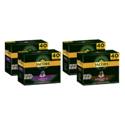 JACOBS Kapseln Nespresso®* Kompatibel 2 X 40 Lungo 8 Intenso + 2 X 40 Espresso 10 Intenso XXL-Pack - Insgesamt 160 Getränke -Drink World Store 73c7c7f606a92b91115ff5429b753cb2