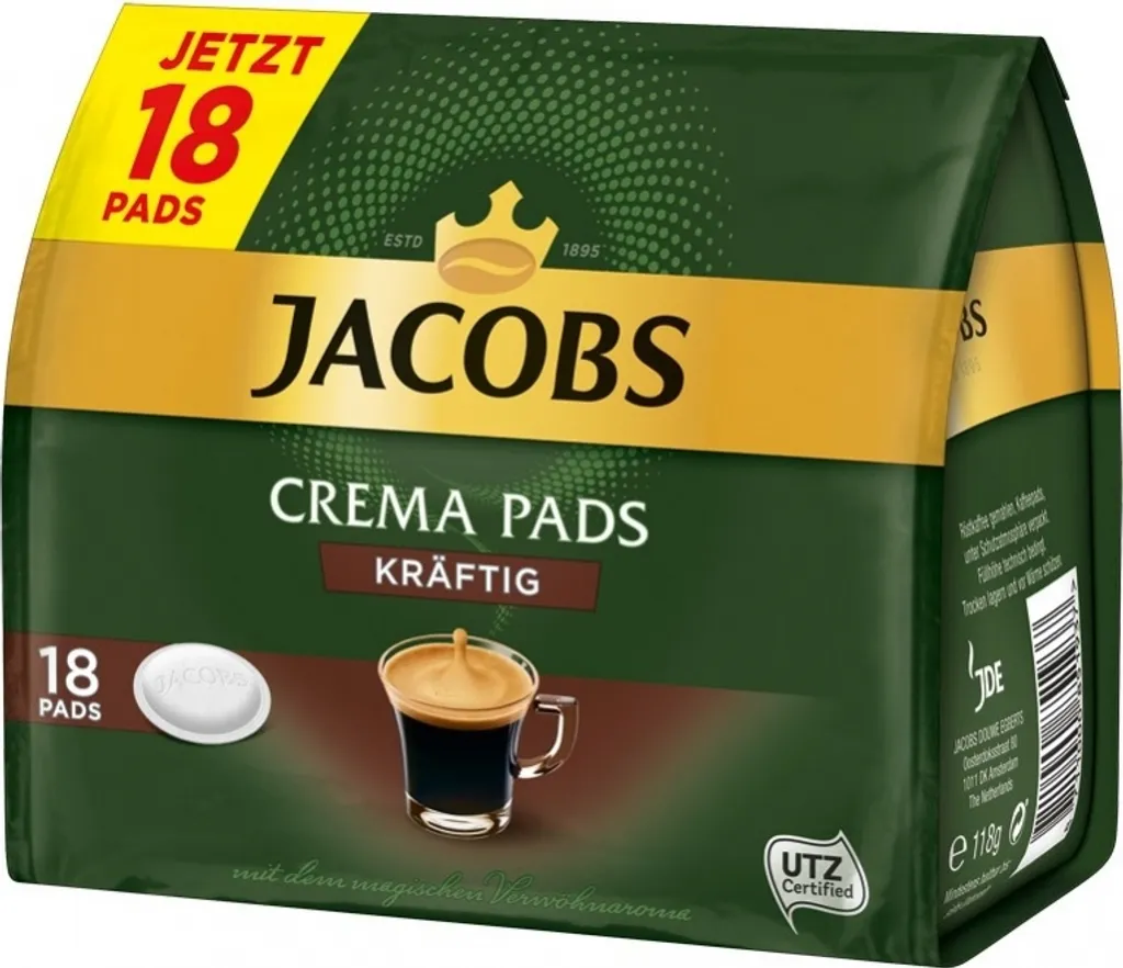 Jacobs Crema Pads Kräftig | 18 Senseo Kompatible Kaffeepads, 118 G 6 Jacobs Crema Pads Kräftig | 18 Senseo Kompatible Kaffeepads, 118 G – Bild 4