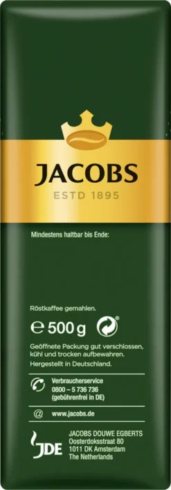 Jacobs Filterkaffee Krönung Kräftig | Gemahlen | 500g -Drink World Store 78f2b22287bdf428948bccbc8c06038b