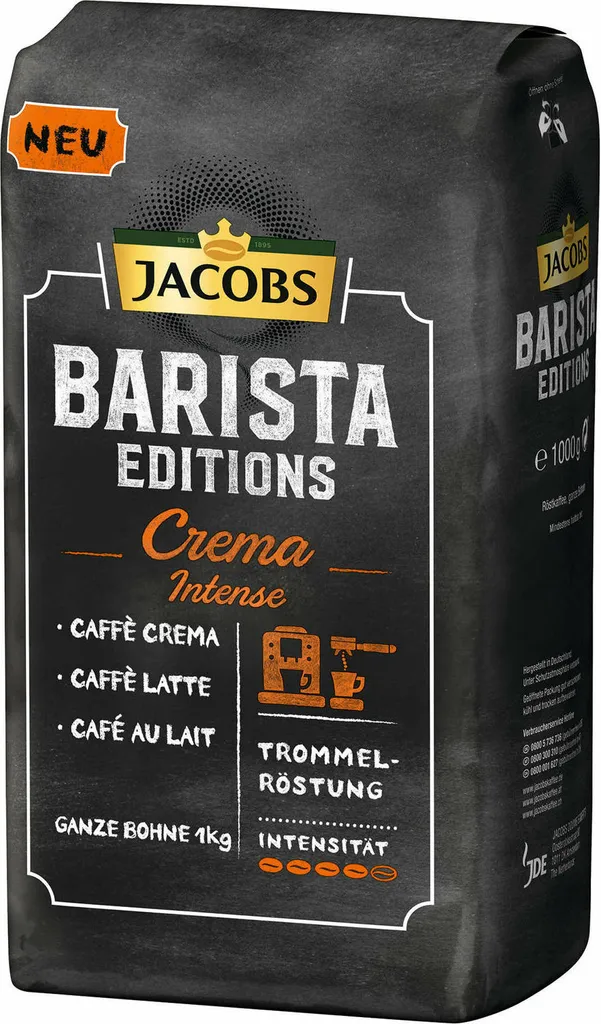 JACOBS Kaffeebohnen Barista Editions Crema Intense 2 X 1kg Ganze Kaffee Bohnen 6 JACOBS Kaffeebohnen Barista Editions Crema Intense 2 X 1kg Ganze Kaffee Bohnen – Bild 4