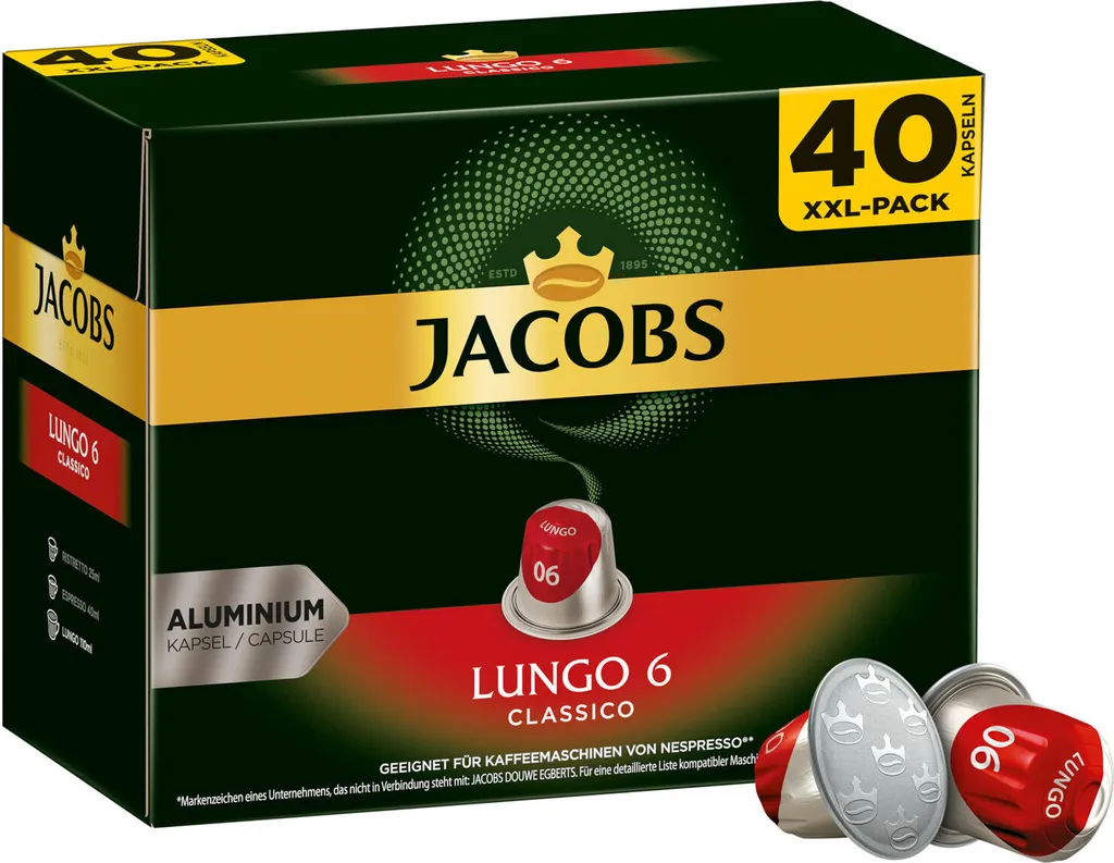 Jacobs Lungo 6 Classico XXL-Pack | 40 Nespresso® Komp. Kapseln 4 Jacobs Lungo 6 Classico XXL-Pack | 40 Nespresso® Komp. Kapseln – Bild 2