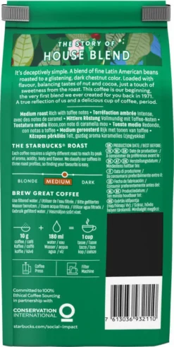 Starbucks House Blend Medium Roast Gemahlener Filterkaffee 200g -Drink World Store 851c3120939bf3c6e47f3d358eb811fb