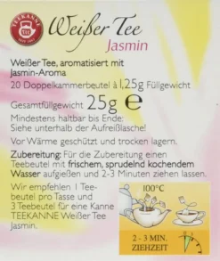 Teekanne Weißer Tee Jasmin Mild Im Geschmack Mit Natürlichem Aroma 25g -Drink World Store 902e5b5bd32963c7160ca6b6b93e61d5