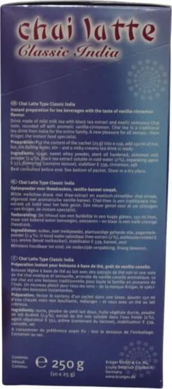 Krüger You Chai Latte Typ Vanille-Zimt Classic India Extra Cremig | 10 Portionen -Drink World Store 9f1509446e045314aaed104f4856f7e8