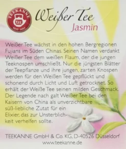Teekanne Weißer Tee Jasmin Mild Im Geschmack Mit Natürlichem Aroma 25g -Drink World Store a2d5283c6549920021e16e572fa8ff3a