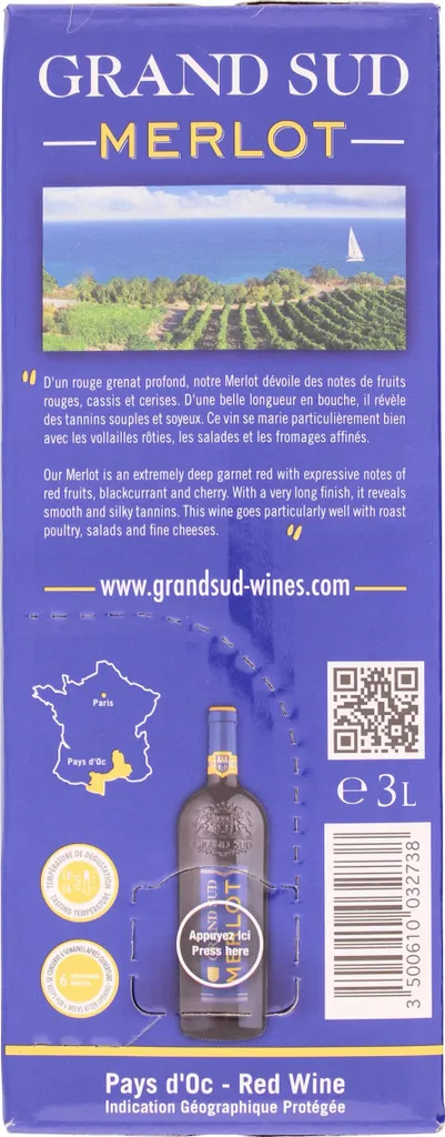 Grand Sud Merlot 13% 3,0L BiB (F) 4 Grand Sud Merlot 13% 3,0L BiB (F) – Bild 2