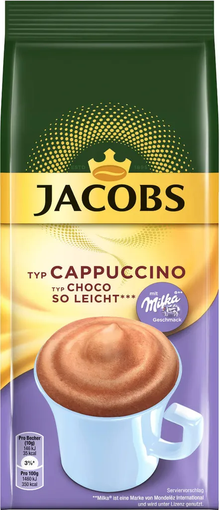JACOBS Typ Cappuccino Choco So Leicht Mit Milka Geschmack 12 Beutel - 12 X 400g 4 JACOBS Typ Cappuccino Choco So Leicht Mit Milka Geschmack 12 Beutel - 12 X 400g – Bild 2