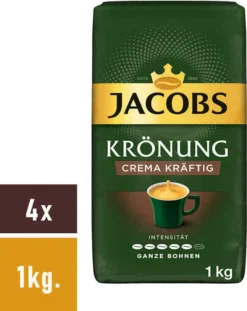 JACOBS Kaffeebohnen Krönung Crema Kräftig Bohnenkaffee 4 X 1 Kg Ganze Bohne 17 JACOBS Kaffeebohnen Krönung Crema Kräftig Bohnenkaffee 4 X 1 Kg Ganze Bohne -Drink World Store b099e0d4bc70e129e57661aa58f07719