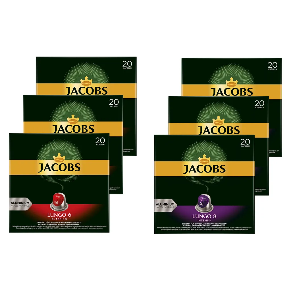 JACOBS Kapseln Nespresso®* Kompatibel 3x20 Lungo 6 Classico + 3x20 Lungo 8 Intenso - Insgesamt 120 Getränke 6 JACOBS Kapseln Nespresso®* Kompatibel 3x20 Lungo 6 Classico + 3x20 Lungo 8 Intenso - Insgesamt 120 Getränke – Bild 4
