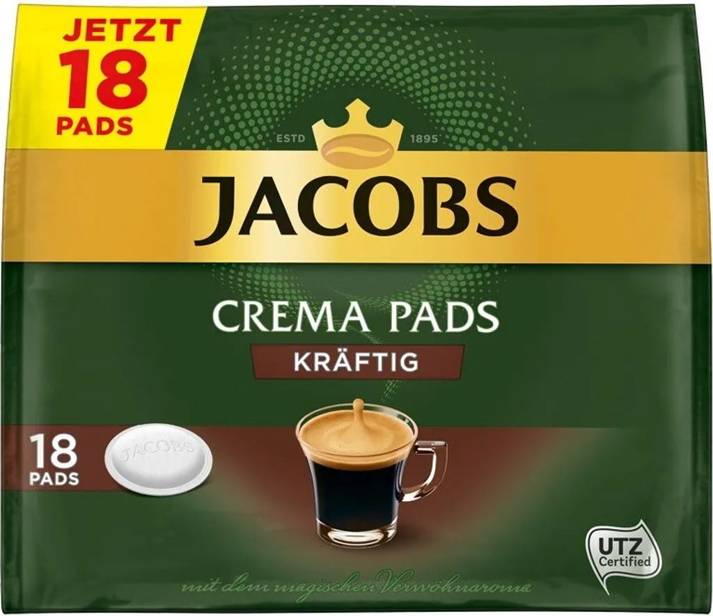 Jacobs Crema Pads Kräftig | 18 Senseo Kompatible Kaffeepads, 118 G 3 Jacobs Crema Pads Kräftig | 18 Senseo Kompatible Kaffeepads, 118 G