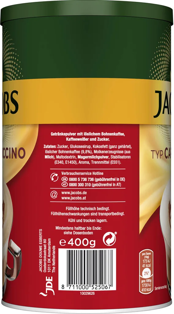 JACOBS Typ Cappuccino 6 X 400 G Dosen Feine Cremigkeit - Viel Schaum 6 JACOBS Typ Cappuccino 6 X 400 G Dosen Feine Cremigkeit - Viel Schaum – Bild 4