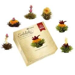 Creano Teeblumen Mix - 6 Erblühtee Weißer, Grüner & Schwarzer Tee, Teeblume, Blooming Tea, Geschenk Für Frauen