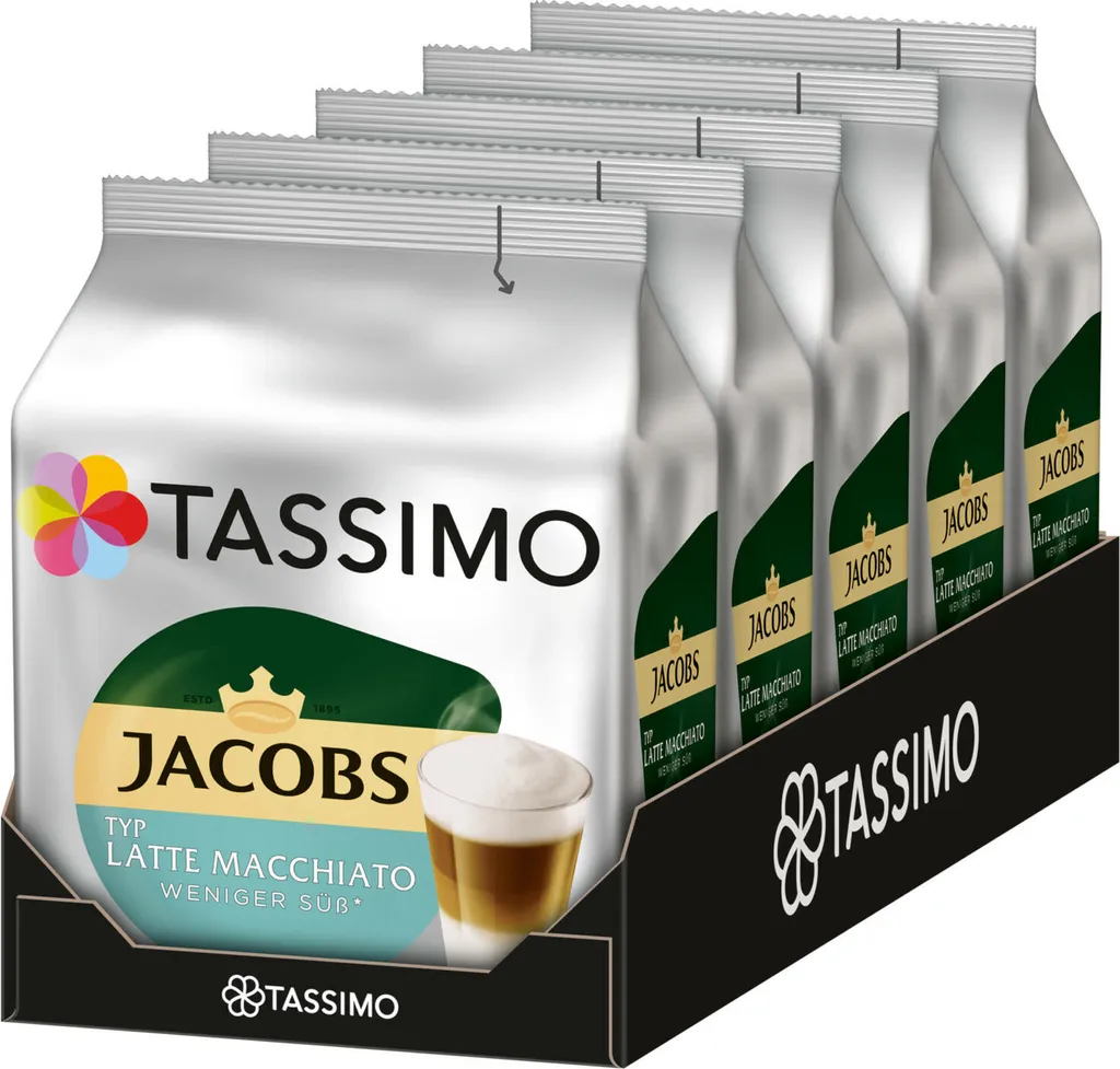 TASSIMO Kapseln Typ Latte Macchiato Weniger Süß Kaffeekapseln 5 X 8 Getränke 3 TASSIMO Kapseln Typ Latte Macchiato Weniger Süß Kaffeekapseln 5 X 8 Getränke