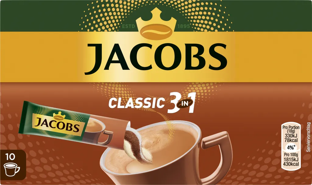 Jacobs Classic 3in1 Sticks | Löslicher Kaffee | 10 Portionen 4 Jacobs Classic 3in1 Sticks | Löslicher Kaffee | 10 Portionen – Bild 2