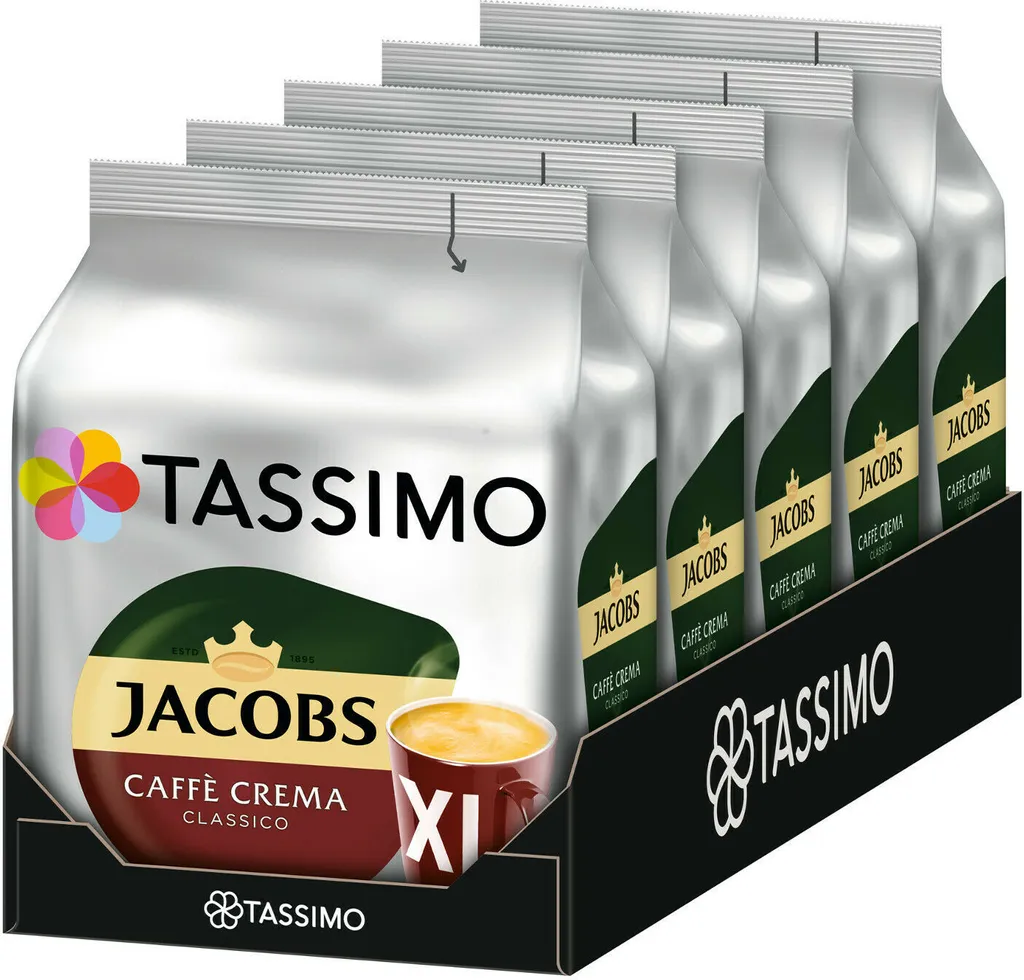 Tassimo Jacobs Caffè Crema Classico XL | 5 Packungen á 16 T Discs 3 Tassimo Jacobs Caffè Crema Classico XL | 5 Packungen á 16 T Discs