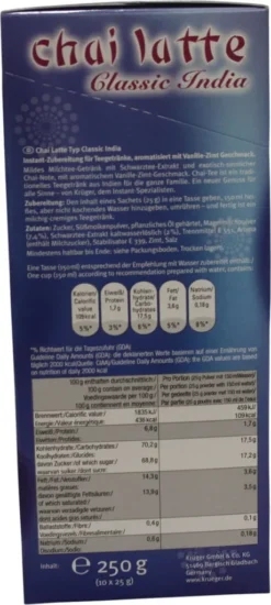 Krüger You Chai Latte Typ Vanille-Zimt Classic India Extra Cremig | 10 Portionen -Drink World Store da5dccbe3dd539fc8f6001b579210e30