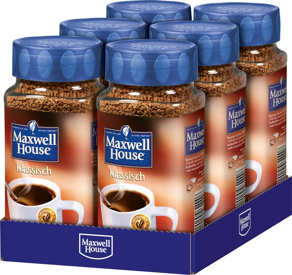 MAXWELL HOUSE Klassisch 6 X 200 G Gläser Löslicher Kaffee Instantkaffee 3 MAXWELL HOUSE Klassisch 6 X 200 G Gläser Löslicher Kaffee Instantkaffee