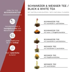 Creano Teeblumen Mix – Erblühtee In Edler Geschenkbox - Weißer & Schwarzer Tee (6 Verschiedene Sorten Teerosen) -Drink World Store f022fb6758c94d12260af9bd96055c21