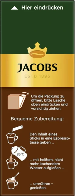 JACOBS Espresso Löslicher Kaffee 12er Pack - 12 X 25 Sticks -Drink World Store f27c6f28ec73822b3615311343e31ac4