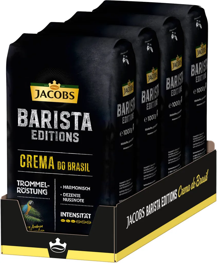 JACOBS Kaffeebohnen Barista Editions Crema Do Brasil 4 X 1 Kg Geröstete Bohnen 3 JACOBS Kaffeebohnen Barista Editions Crema Do Brasil 4 X 1 Kg Geröstete Bohnen