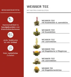 Creano Teeblumen Mix – „ErblühTee“ In Edler Geschenkbox Zum Probieren | Weißtee (6 Verschiedene Sorten Teerosen) Geschenk Für Frauen, Mutter, Teeliebhaber -Drink World Store f760ed2d31252ff024e4507b1cb7f702 2