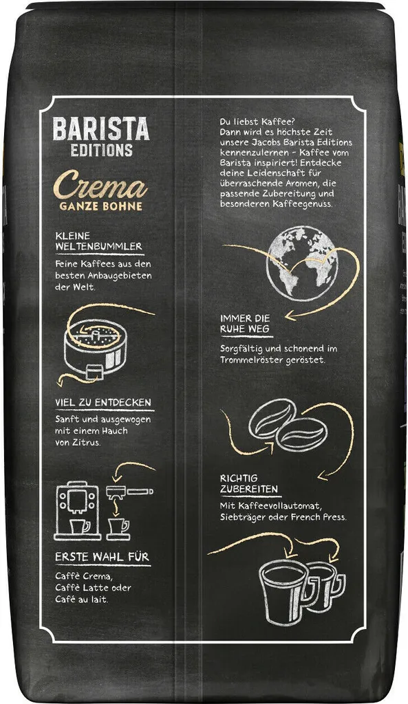 JACOBS Kaffeebohnen Barista Editions Crema 2x1 Kg Ganze Kaffee Bohnen Geröstet 7 JACOBS Kaffeebohnen Barista Editions Crema 2x1 Kg Ganze Kaffee Bohnen Geröstet – Bild 5